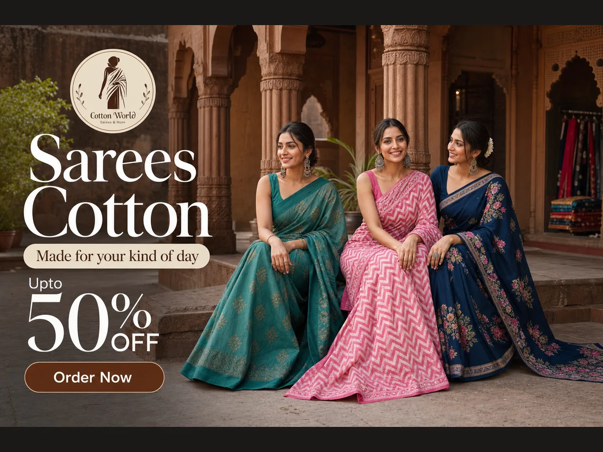 Cotton sarees collection with up to 50% off at Cotton World